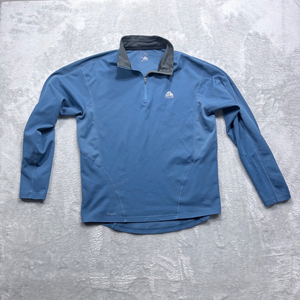 Nike ACG Quarter Zip Pullover Mens Large Blue Nike FIT DRY Hiking Top